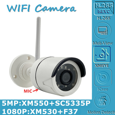 WIFI Wireless Clear Audio MIC 5MP 2MP IP Bullet Camera 2592*1944 1080P Max 128G SD Card P2P NightVision IRC Surveillance ► Photo 1/6