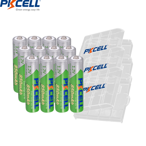 12Pcs PKCELL  AAA Battery 850mAh 1.2V NI-MH 3A Rechargeable Low self discharge precharge  pilas batteries with aaa battery box ► Photo 1/5