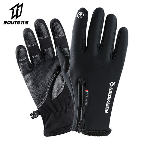 Motorcycle Gloves Moto Gloves Winter Thermal Fleece Lined Winter Water Resistant Touch Screen Non-slip Motorbike Riding Gloves # ► Photo 1/6