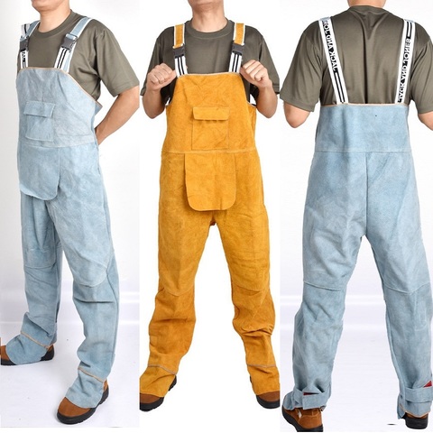 Welding Clothing Mens Bib Overalls Safety Coverall High Temperature Protective Leather Flame Retardant Repair Welder Strap pants ► Photo 1/6