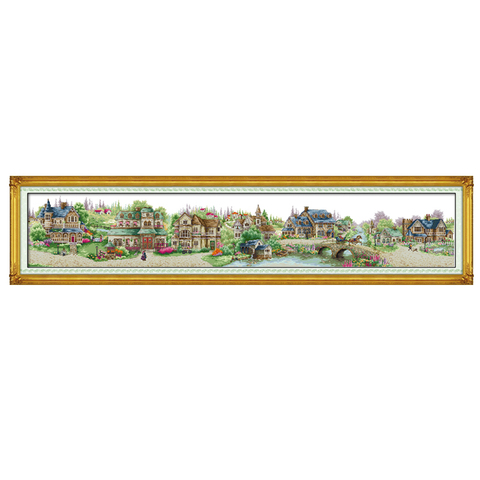 Joy sunday  European town Cross Stitch kit Needlework set Canvas The beautiful printed14CT 11CT DMC scenery Home Decoration Send ► Photo 1/6