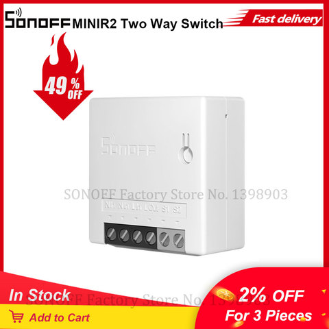 SONOFF MINI Two Way Wifi Smart Switch Small APP/LAN/Voice/Remote Control  DIY Support one External Switch Google Home for Alexa