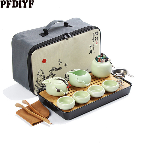 Portable Ceramic Teaware Set Chinese Kung Fu Tea Set Teapot Traveller Teaware With Bag Teaset Gaiwan Tea Cups Of Tea Ceremony ► Photo 1/6