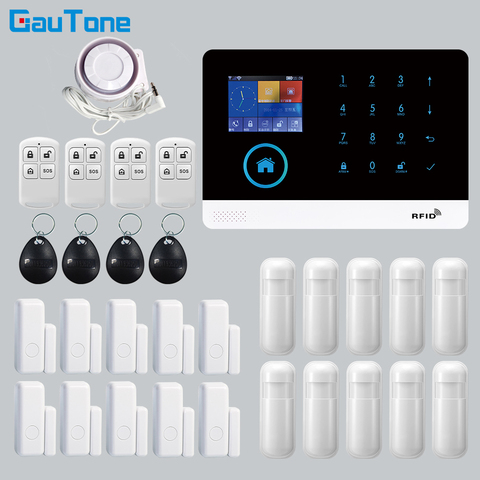 GT APP Remote Control Alarm panel Switchable 8 languages Wireless Home Security WIFI GSM GPRS Alarm system  RFID card Arm Disarm ► Photo 1/6