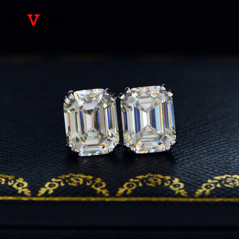 OEVAS Classic 925 Sterling Silver Created Moissanite Gemstone Diamonds Earrings Ear Studs Wedding Bride Fine Jewelry Wholesale ► Photo 1/6