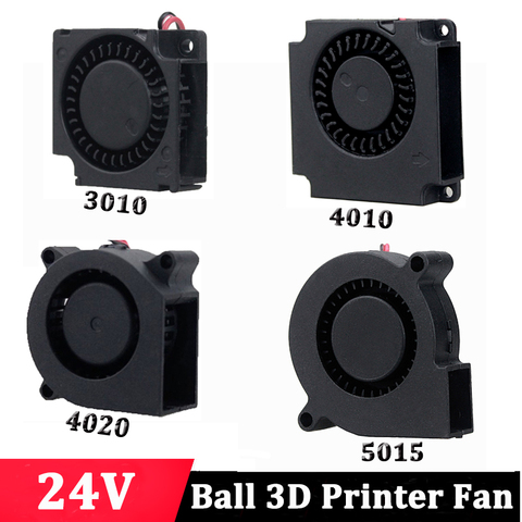 2PCS ball bearing 30mm 40mm 50mm 24V Brushless Turbo Fan For 3D Printer Parts Cooler DC Blower Fan 3010 4010 4020 5015 Cooling ► Photo 1/6