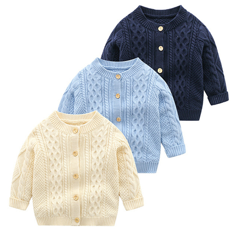 New Cardigan Baby Sweater Knitted Boys Girls Toddler Solid Sweater Handmade Infant Single Breasted Cardigan Kids Newborn Clothes ► Photo 1/6