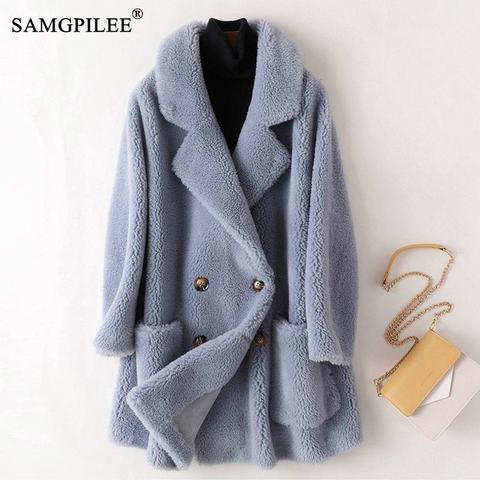 Fashion High Quality Australian Wool Real Fur Coats Thick Warm Elegant Loose Large Size Long Sheep Outwear 2022 Winter New ► Photo 1/6