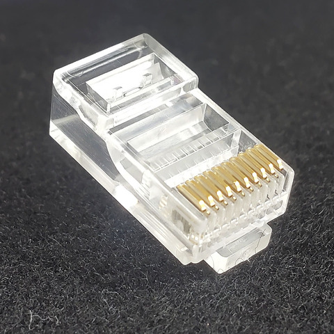 10pcs 10P10C RJ45 RJ48 RJ50 Cat5E UTP Ethernet Connector Network Modular Crystal Plug 10-Pin Network Cable Connector ► Photo 1/6