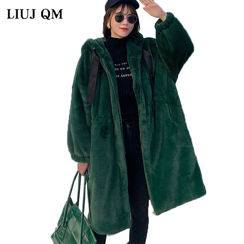 2022 Women Parka Winter clothes New Faux Rabbit Fur Coat Oversize Thick Warm Long Fur Jacket Hooded Plus Size Parka Plush Coat ► Photo 1/6