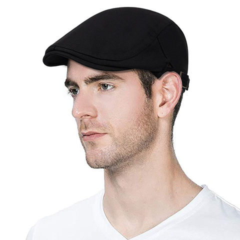 2022 new Man Berets cotton British Vintage Flat Caps Gatsby Male Solid Gray Black Spring Autumn Winter Adjustable Driver Hats ► Photo 1/6