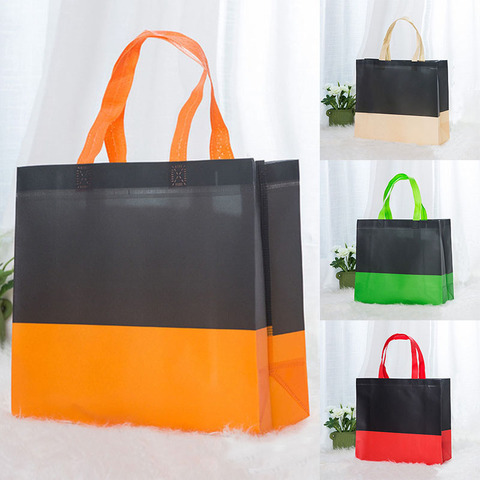Foldable Shopping Bag Reusable Square Shopping Bag Non-Woven Folding Travel Shopper Bag Patchwork Color Portable Storage Bags ► Photo 1/6