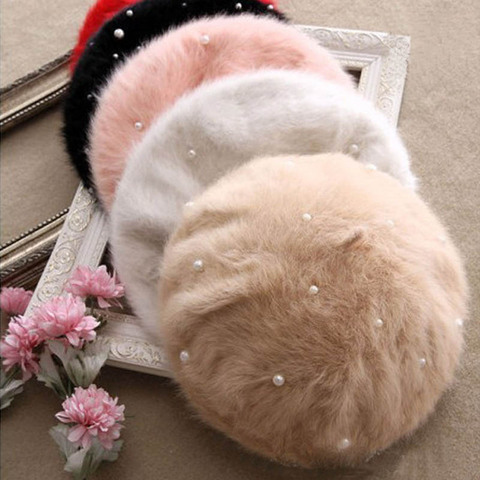 Sale Solid Adult Women Hairy Beret Artist Boinas Feminina Hipster Pearl Multicolor Elegant Painter Hats ► Photo 1/6