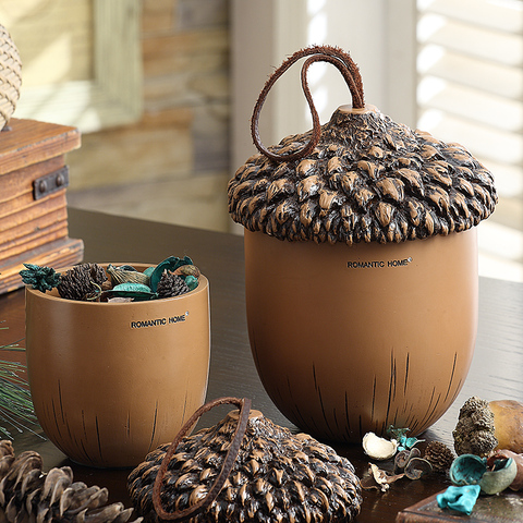 Cute Pine Cone Jewelry Storage Box Candy Jar Toothpick Jar Tea Pot Snack Cans With Cover High Quality Container Home Decoration ► Photo 1/6