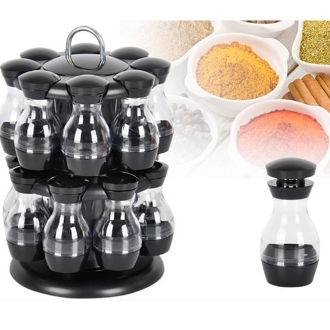 Rotating Cruet Condiment Seasoning Jars Set for Spices Pepper Sprays Bottles Salt Shakers Holder Kitchen Storage Rack Organizer ► Photo 1/6