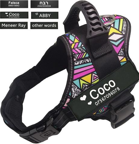 Dog Harness with Customizable Dog Harness Patch，Easy Control Handle and Adjustable，Personalized Patches with Hook Backing Name ► Photo 1/6