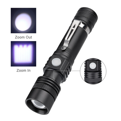 Drop Shipping Portable mini XML-T6 L2 V6 Led Flashlight ZOOM Torch bicycle light Zooming Tactical Flashlight ► Photo 1/6