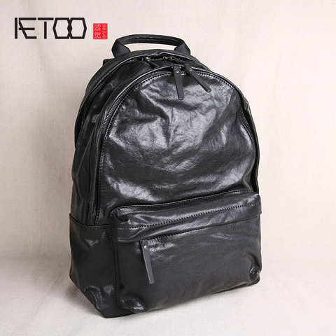 AETOO Leather backpack, men's retro large-capacity travel bag, first layer leather men's backpack ► Photo 1/6