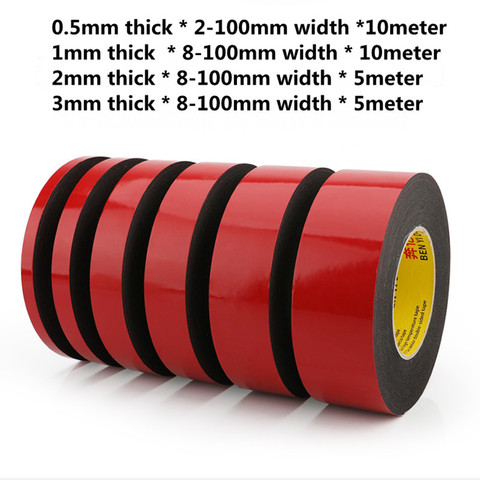 0.5mm 1mm 2mm 3mm thick Black Sponge Double Sided Foam Adhesive Tapes 2mm 5mm 10mm 30mm 50mm 100mm width ► Photo 1/6