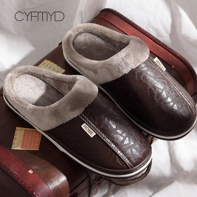2X Womens Winter Slippers PU Warm Soft Plush Indoor Home Shoes Anti-Skid,SAFETY