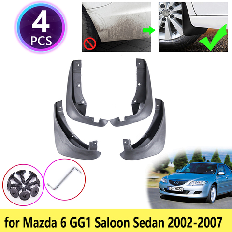 for Mazda 6 GG1 Saloon Sedan 2002 2003 2004 2005 2006 2007 Mudguards Mudflaps Fender Guards Splash Mud Flaps Wheel Accessories ► Photo 1/6