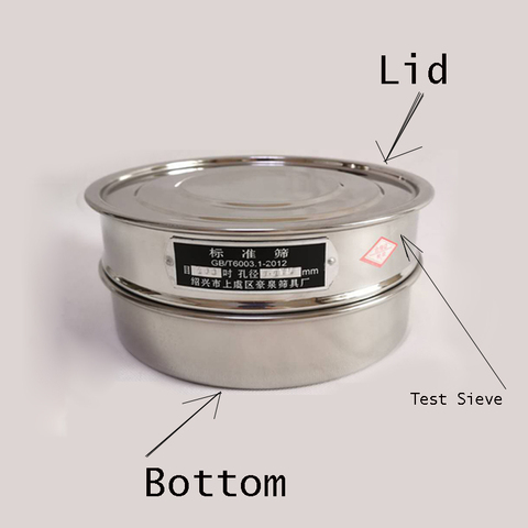 1 set Lid+Bottom+Test Sieve Dia 20 cm Galvanized Cover And Container For Laboratory Sampling Inspection Pharmacopeia Sieve ► Photo 1/5