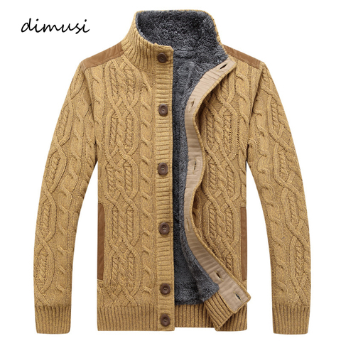 DIMUSI Winter Men's Sweaters Fashion Men Fleece Warm Knitted Sweater Coats Casual Men Slim Fit Wool Knitted Cardigan Clothing ► Photo 1/6