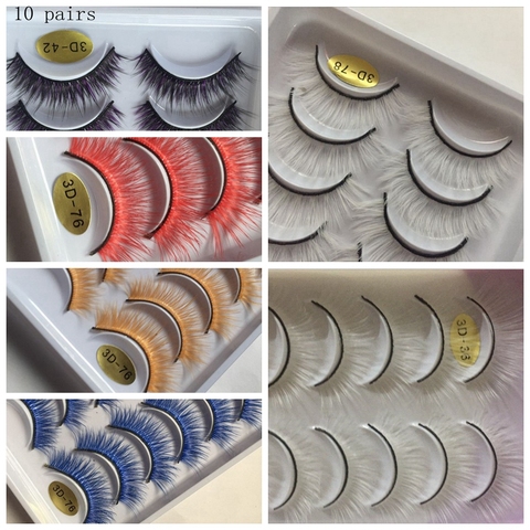 New 10pairs Eyelashes of children's doll eyelashes multicolor eyelash doll accessories black brown yellow red brown purple white ► Photo 1/6
