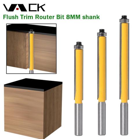 VACK 3pc set 8 shank Flush Trim Router Bit with Bearing for Wood Template Pattern Bit Tungsten Carbide Milling Cutter for Wood ► Photo 1/6