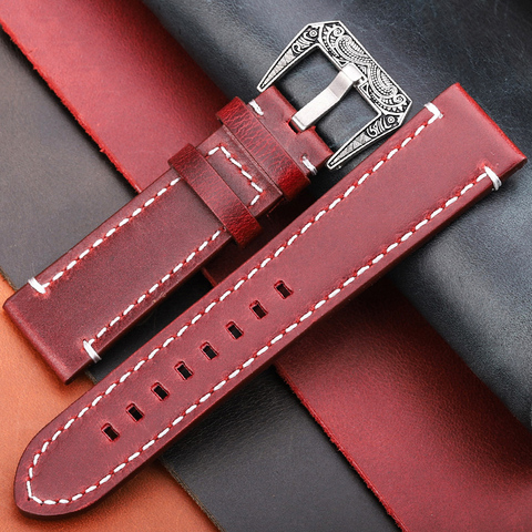Vintage Genuine Leather Watchbands 20mm 22mm 24mm Women Men Oil Wax Cowhide Watch Band Strap Watch Accessories ► Photo 1/6
