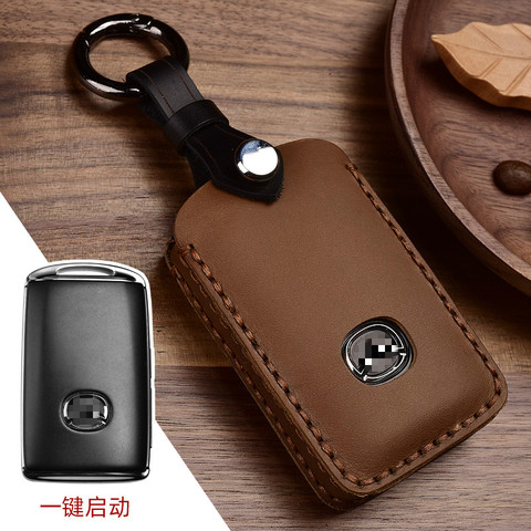 Crazy Horse Leather Auto Car Styling Key Case For Mazda 3 Alexa CX4 CX5 CX8 2022 Car Holder Shell Remote Cover keychai ► Photo 1/6