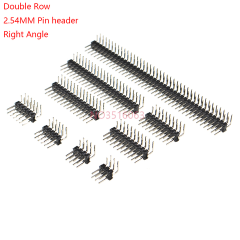 10PCS Double row MALE 2.54MM PITCH Right Angle PIN Header connector 2*2/3/4/5/6/7/8/9/10/16/20/40 PIN/P 2x/3/4/5/6/8/10/16/20/40 ► Photo 1/3