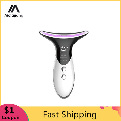 EMS Face Lifting Massager Neck Wrinkle Removal LED Photon Therapy Heating Skin Rejuvenation Tightening Reduce Double Chin ► Photo 1/1
