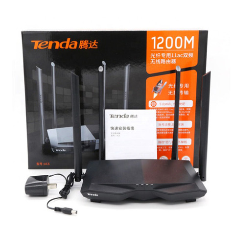 Tenda Wifi Router AC6 Dual-Band 2.4GHz 5GHz 1167Mbps Wi-Fi Repeater 128MB DDR3 1GHz CPU with 4 Antennas Network Extender ► Photo 1/6