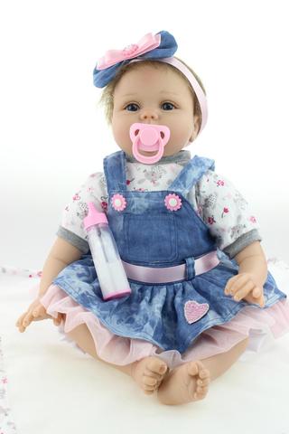 55cm Realistic Reborn Baby Doll girl Soft Silicone Stuffed Lifelike Baby Doll Toy Ethnic Doll For Kids Birthday Christmas Gifts ► Photo 1/6