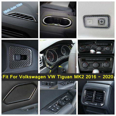 Lapetus Carbon Fiber Look Interior Refit Kit Window Lift Button / Dashboard Panel Fit For Volkswagen VW Tiguan MK2 2016 - 2022 ► Photo 1/6