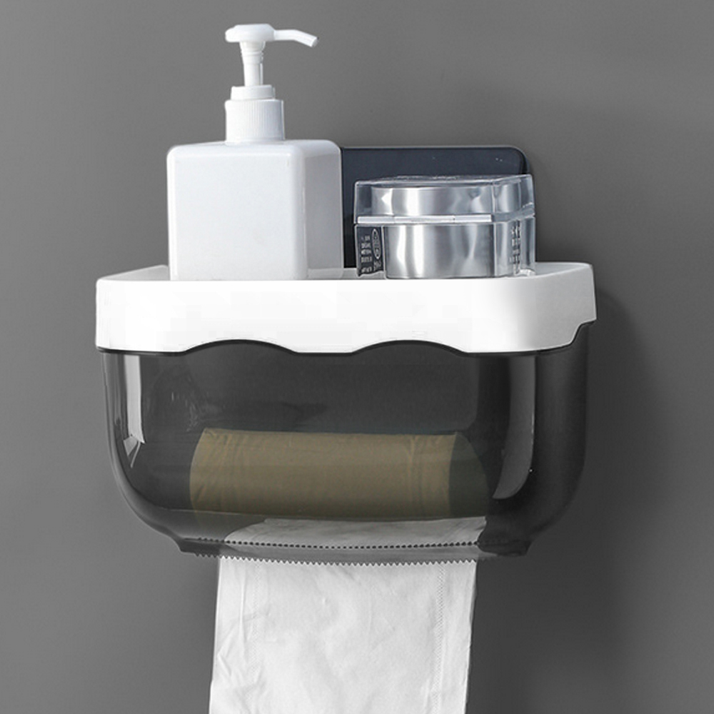 Rack Paper Towel Box Toilet Paper Holder Mobile Phone Storage Shelf Wall Mounted 