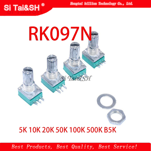 5pcs RK097N 5K 10K 20K 50K 100K 500K B5K with a switch audio 3pin shaft 15mm  amplifier sealing potentiometer ► Photo 1/2