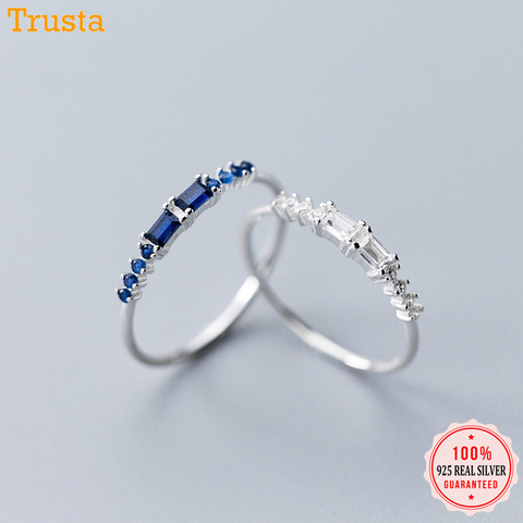 Trustdavis Genuine 925 Sterling Silver White Blue Cubic Zirconia Finger Size 6 7 8 Ring For Women Silver 925 Jewelry Gift DA449 ► Photo 1/6