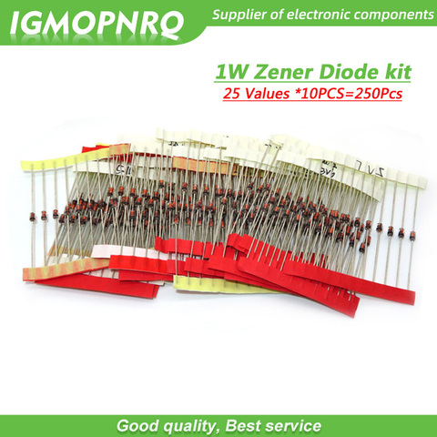 25Values *10PCS=250Pcs 1W Zener Diode Assorted kit 3V ~ 33V Assortment Set  IGMOPNRQ ► Photo 1/2