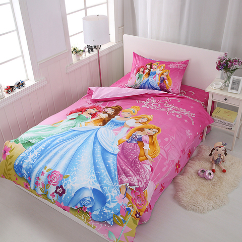 Disney Rapunzel  Cinderella Princess Kids Girls Bedding Set Duvet Cover Bed Sheet Pillow Cases Twin Single Size  Drop Shipping ► Photo 1/6