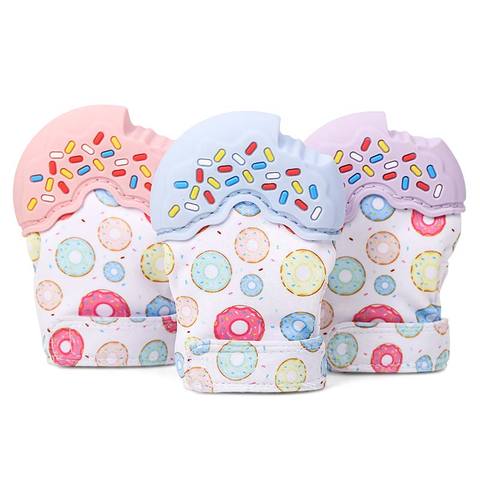 Baby Safe BPA Free Teether Mitten Gloves Cartoon Doughnut Infant Food Grade Silicone Chewing Teeth Training Molar Glove ► Photo 1/6