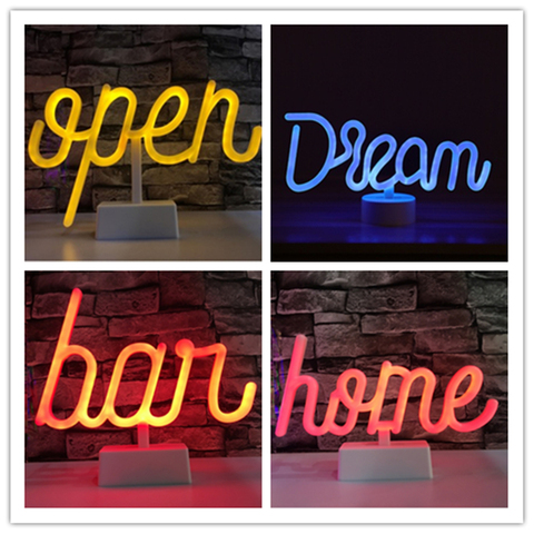 LED Bar Lights Neon Christmas Decor Table Lamp Words for Store Bar Open Advertising Sign Neon Wedding Love Home Decoration ► Photo 1/6