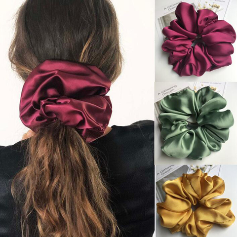Glitter Smooth Satin Oversized Elastic Scrunchies Hair Rope Ring Tie Rubber Band