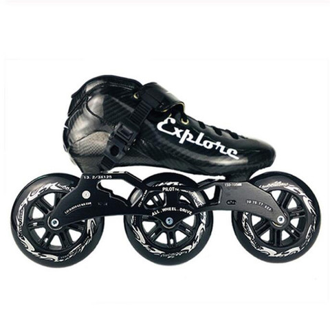 125mm 3 wheels marathon inline speed skating patines big 3X125mm speed skates shoes sports race kids adults carbon fiber roller ► Photo 1/6