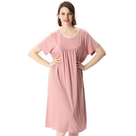 Summer Casual Women Nightgown Sleepwear PLUS SIZE Nightdress Nightwear Soft Cotton Intimate Lingerie Modal Mid Length Home Dress ► Photo 1/6