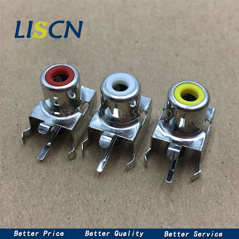 10pcs White/Yellow/Red RCA AV with the core socket hole seat 2 pin PCB soldering audio video jack lotus seat AV1-8.4-3B ► Photo 1/1