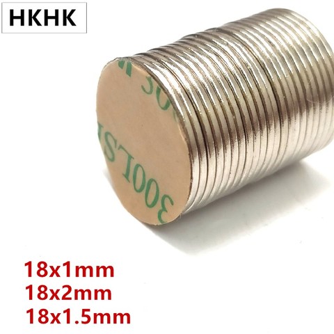 10/100 Disc Thin magnet 18x1 18x1.5 18x2 mm Belt with 3M self - adhesive NdFeB magnet 18mm neodymium magnet Magnetic standard ► Photo 1/6