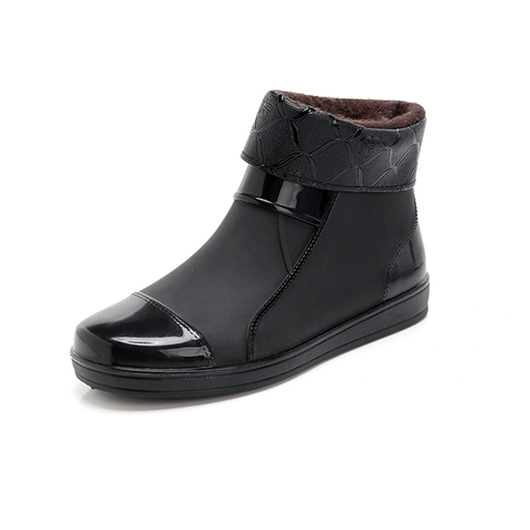 Rain Boots Men's Fashion Short Tube Non-slip Wear-resistant Rubber Shoes Waterproof Overshoes Kitchen Waterproof Work Shoes ► Photo 1/6