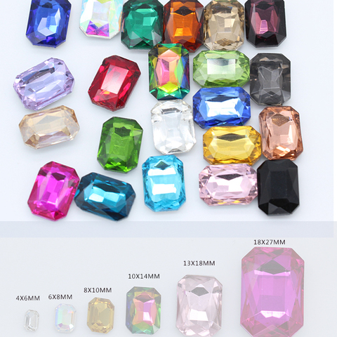 24-colors all-size rectangle pointed back glass crystal rhinestones jewels Gem stone beads headwear shoes bag cap clothes trims ► Photo 1/4